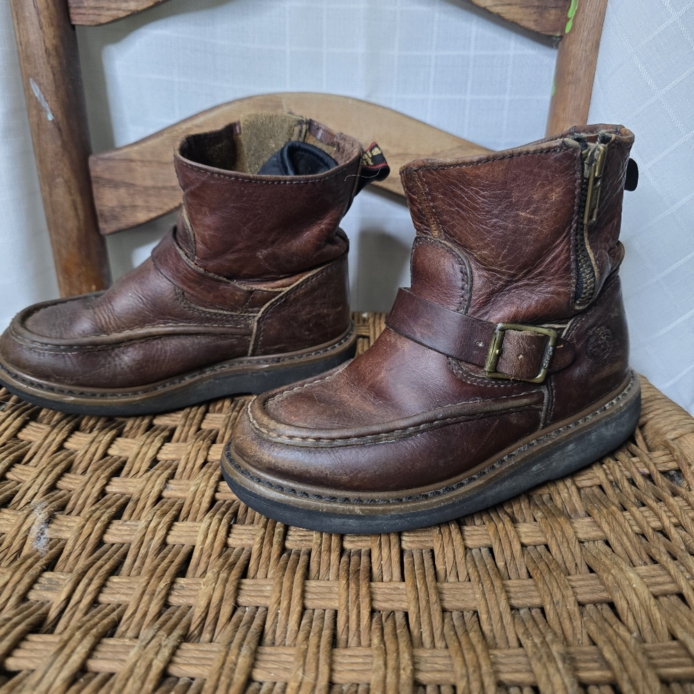 Brown Leather Georgia Wellington Kids‎ Boots Side Zip 13.5 - Picture 2 of 10